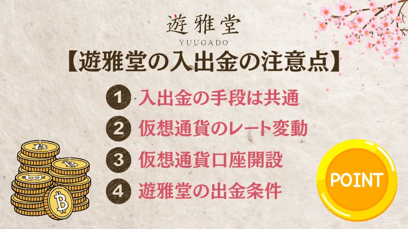 遊雅堂　入金　出金　注意点