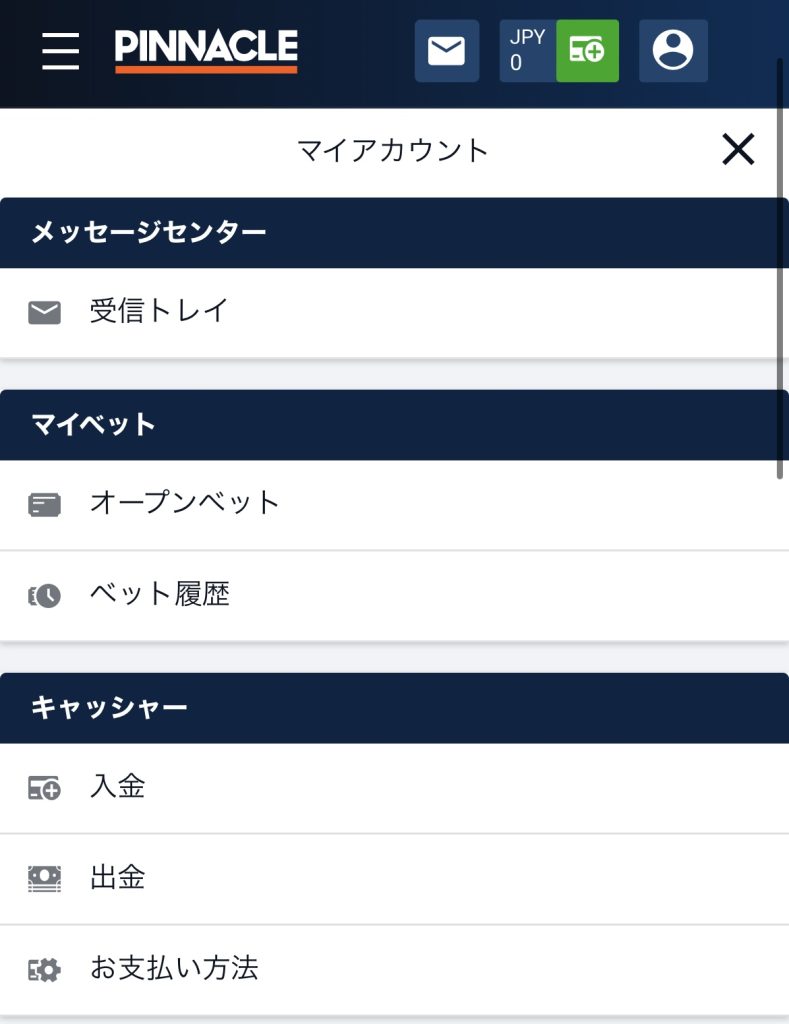 ピナクルカジノ 入出金方法