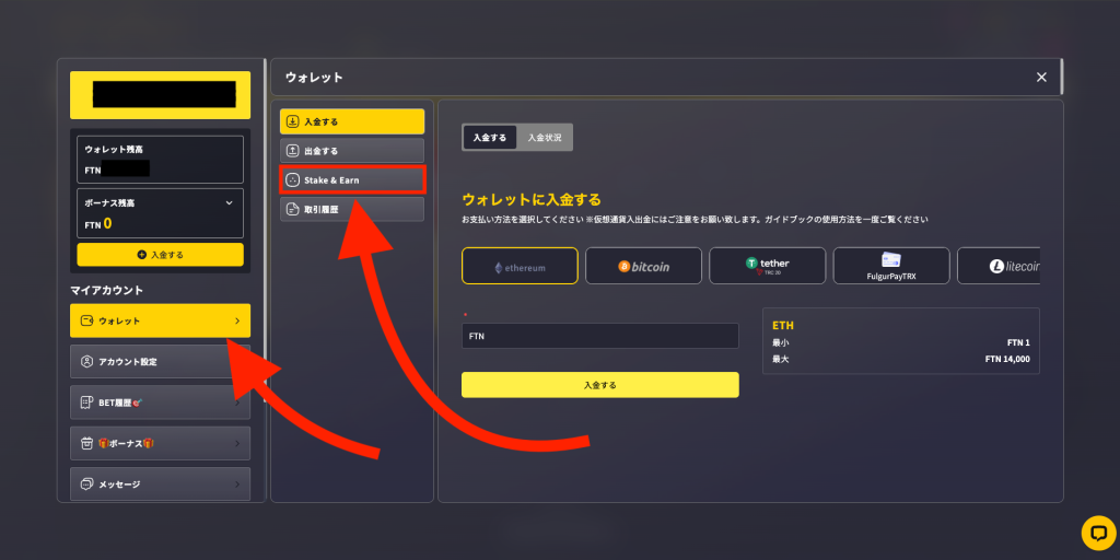 ビックベットカジノ FTNステーキング