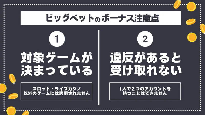 ビッグベット ボーナス 注意点