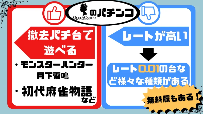 クイーンカジノのパチンコの評判