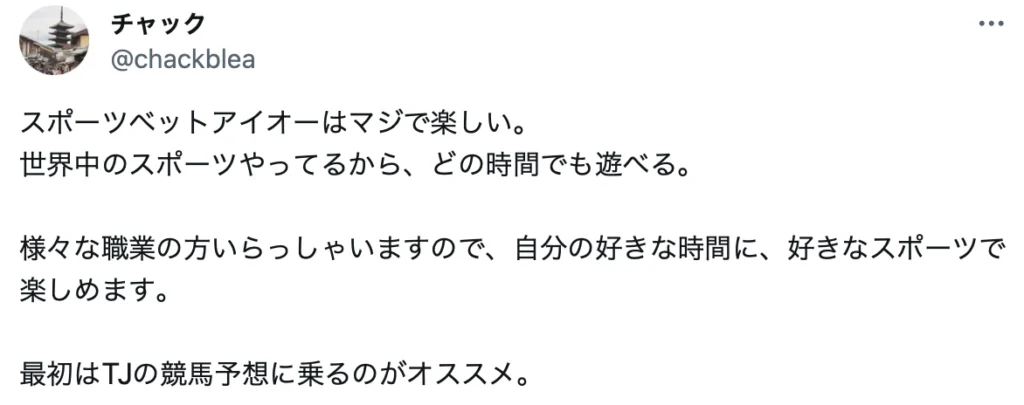 スポーツベットアイオー 口コミ2