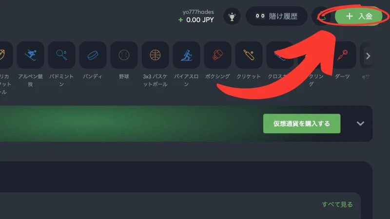 スポーツベットアイオー 入金方法