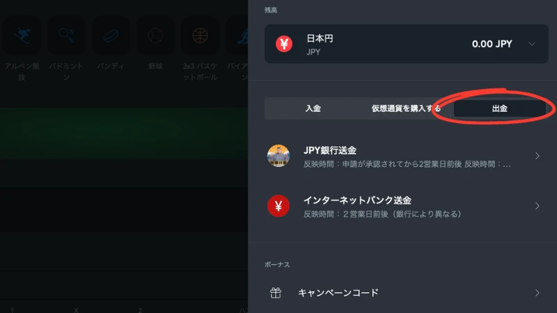 スポーツベットアイオー 出金方法2