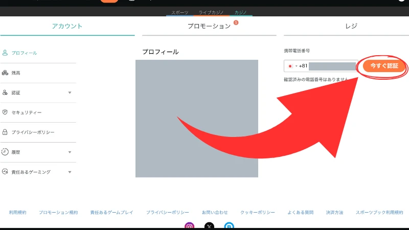 入金不要ボーナス受け取り方2