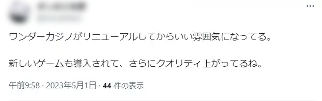 ワンダーカジノ　評判