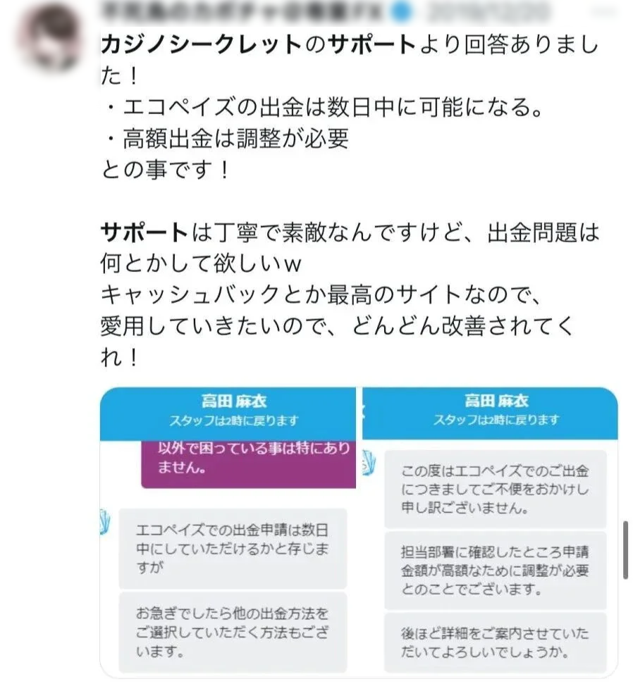 カジノシークレット　口コミ